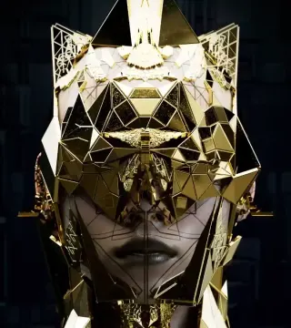 futuristic golden armour character design female character