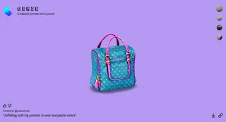 duffel bag in pastel and neon, luma ai text to 3D model, AI generated 3D models
