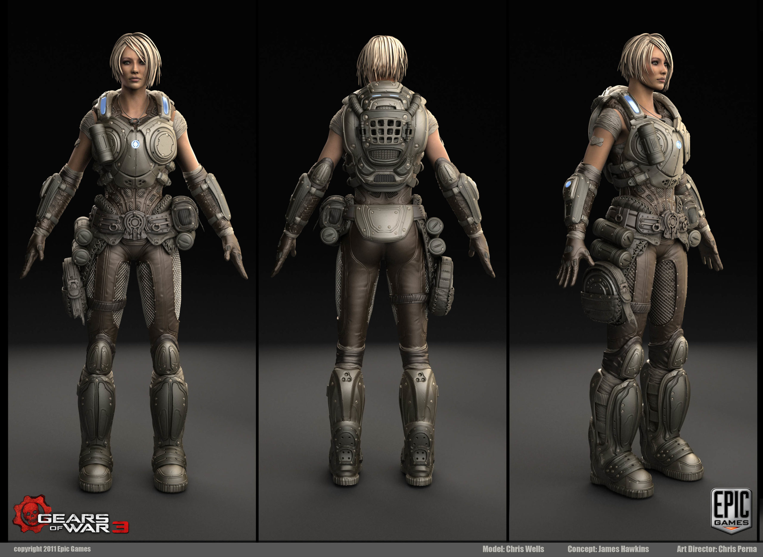 3D model of a female character in gears of war