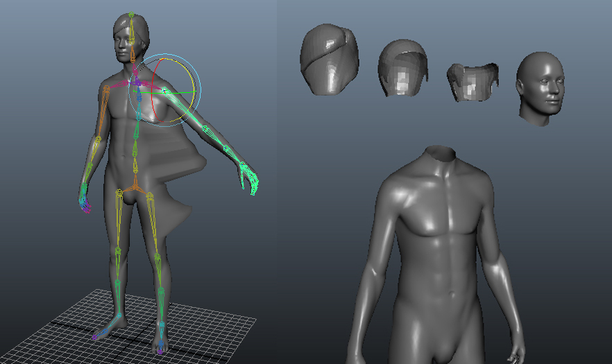 Motion capture 3d models of a body