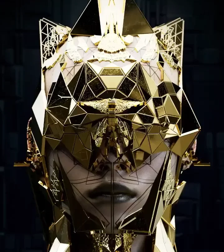 futuristic golden armour character design female character