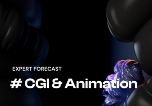 expert forecasts CGI and animation, black 3D shapes 